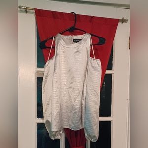 INC White metallic cold shoulder top